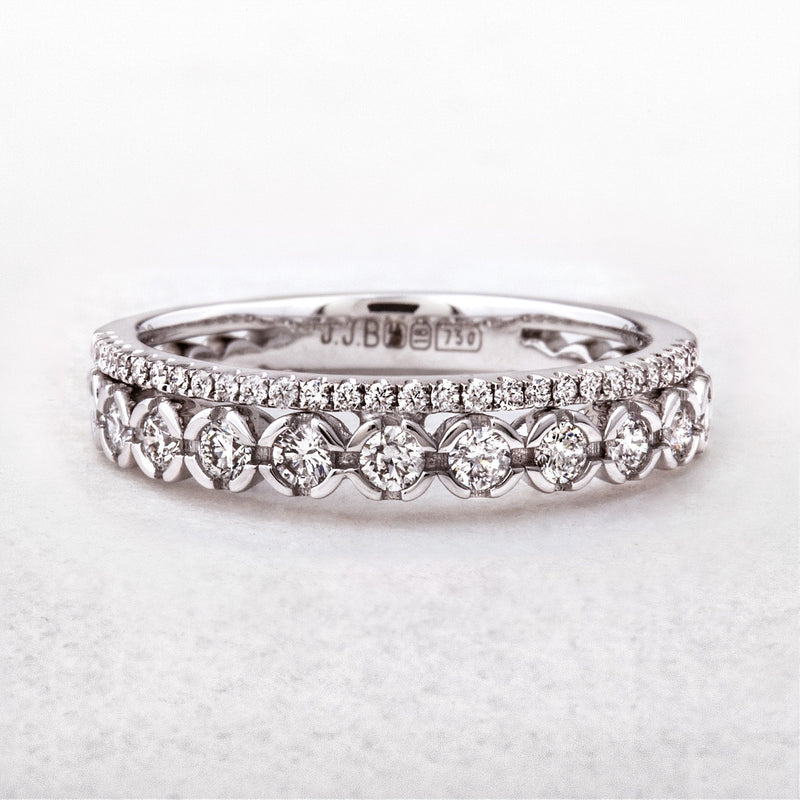 0.48ct Two Row Round Cut Natural Diamond Dress Ring in 18ct White Gold