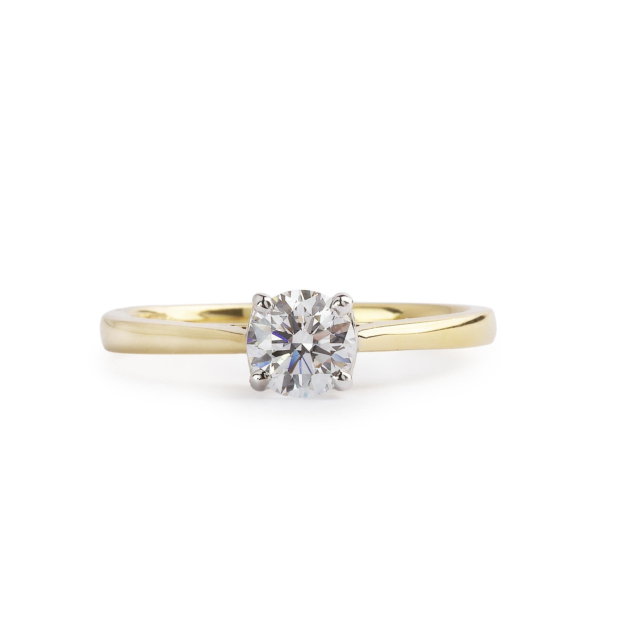 0.50ct D vs2 Brilliant Cut Natural Diamond Solitaire Ring Set In 18ct Gold