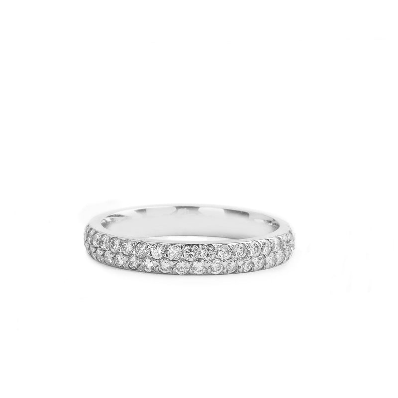 0.50ct Double Row Brilliant Cut Natural Diamond Grain Set Wedding Band In 18ct White Gold