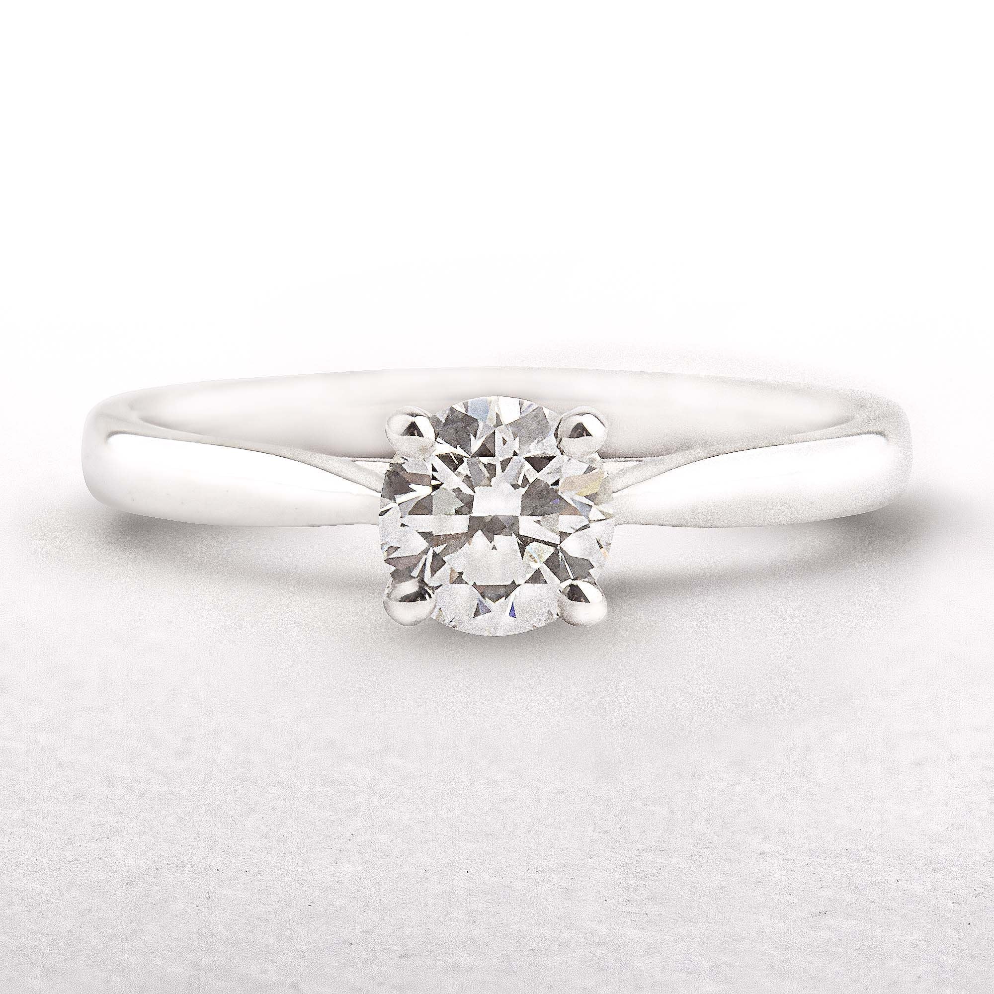 0.50ct F SI2 GIA Certified Natural Diamond Solitaire 18ct White Gold Engagement Ring