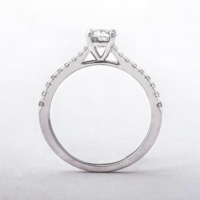 0.50ct F vs2 Round Cut Natural Diamond Solitaite With Diamond Shoulders Set In 18ct White Gold