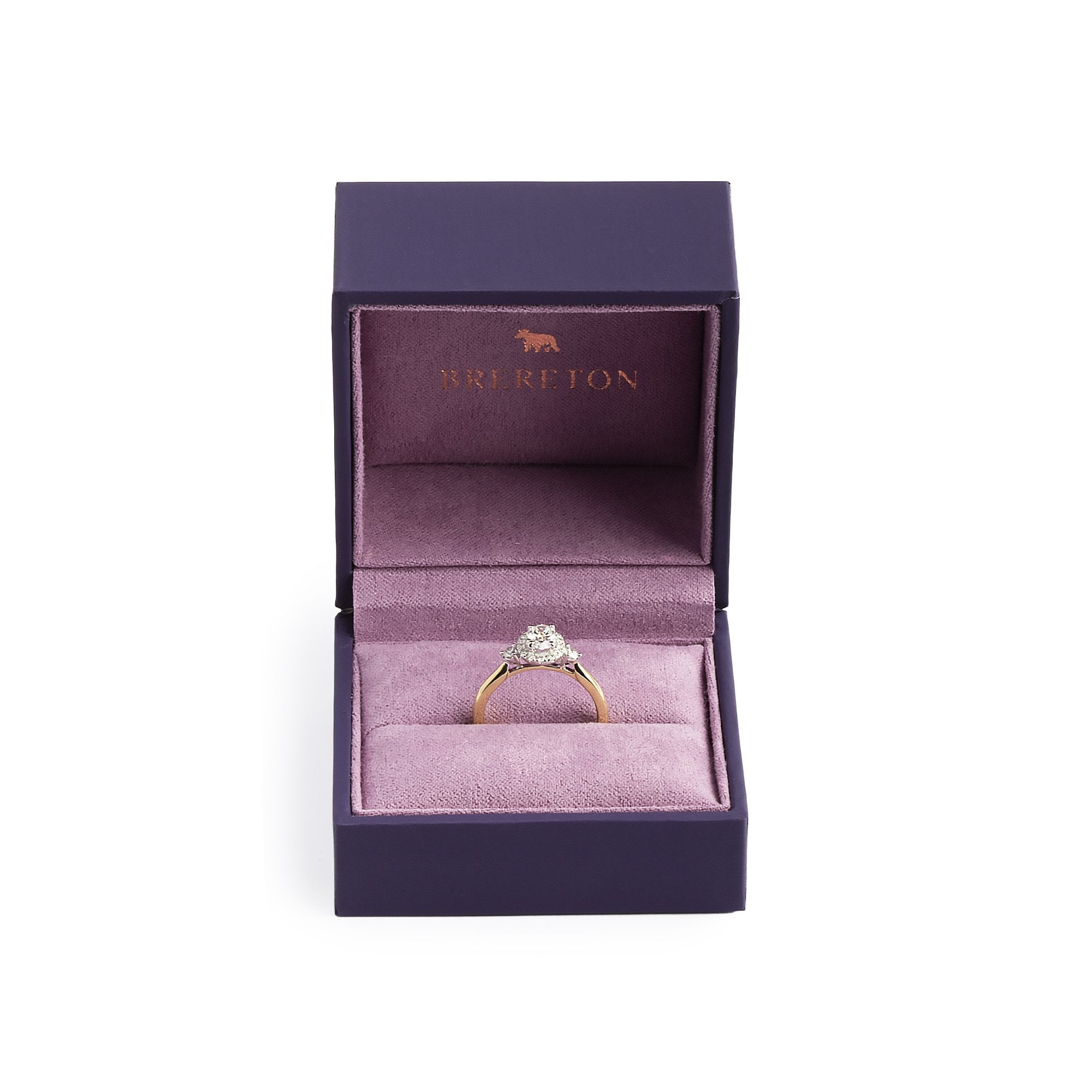 0.50ct Fvs1 Oval Natural Diamond With 0.33ct Diamond Halo & Side Stones 18ct Yellow Gold