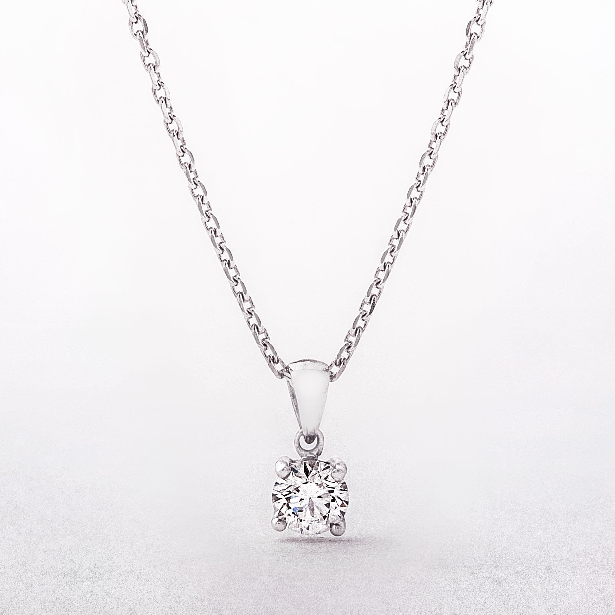 0.50CT G VS Round Brilliant Cut Natural Diamond Solitaire Pendant in 18ct White Gold