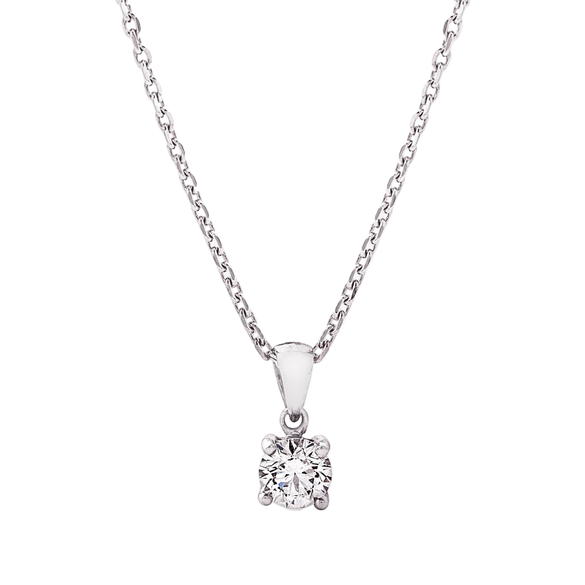 0.50CT G VS Round Brilliant Cut Natural Diamond Solitaire Pendant in 18ct White Gold