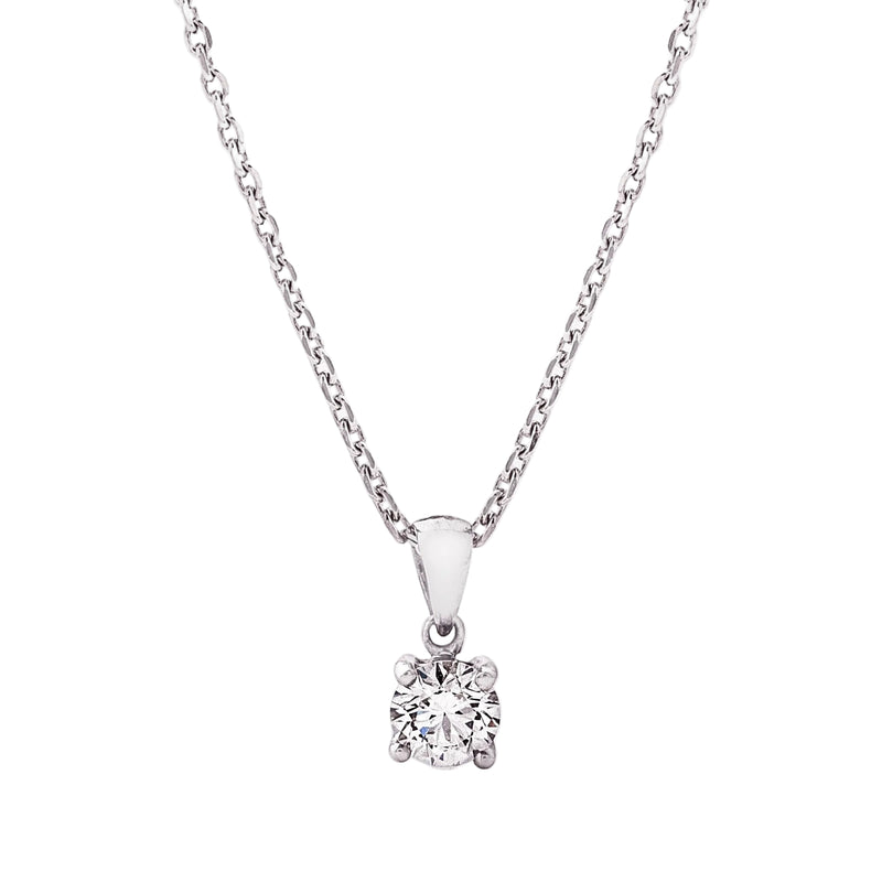 0.50CT G VS Round Brilliant Cut Natural Diamond Solitaire Pendant in 18ct White Gold