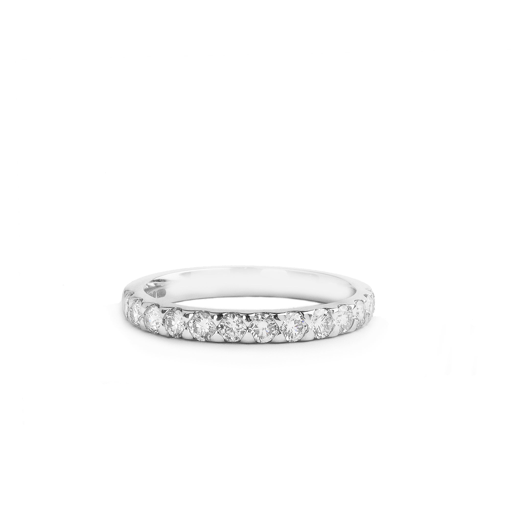 0.50ct Triangle Claw Natural Diamond Set Wedding Band In 18ct White Gold
