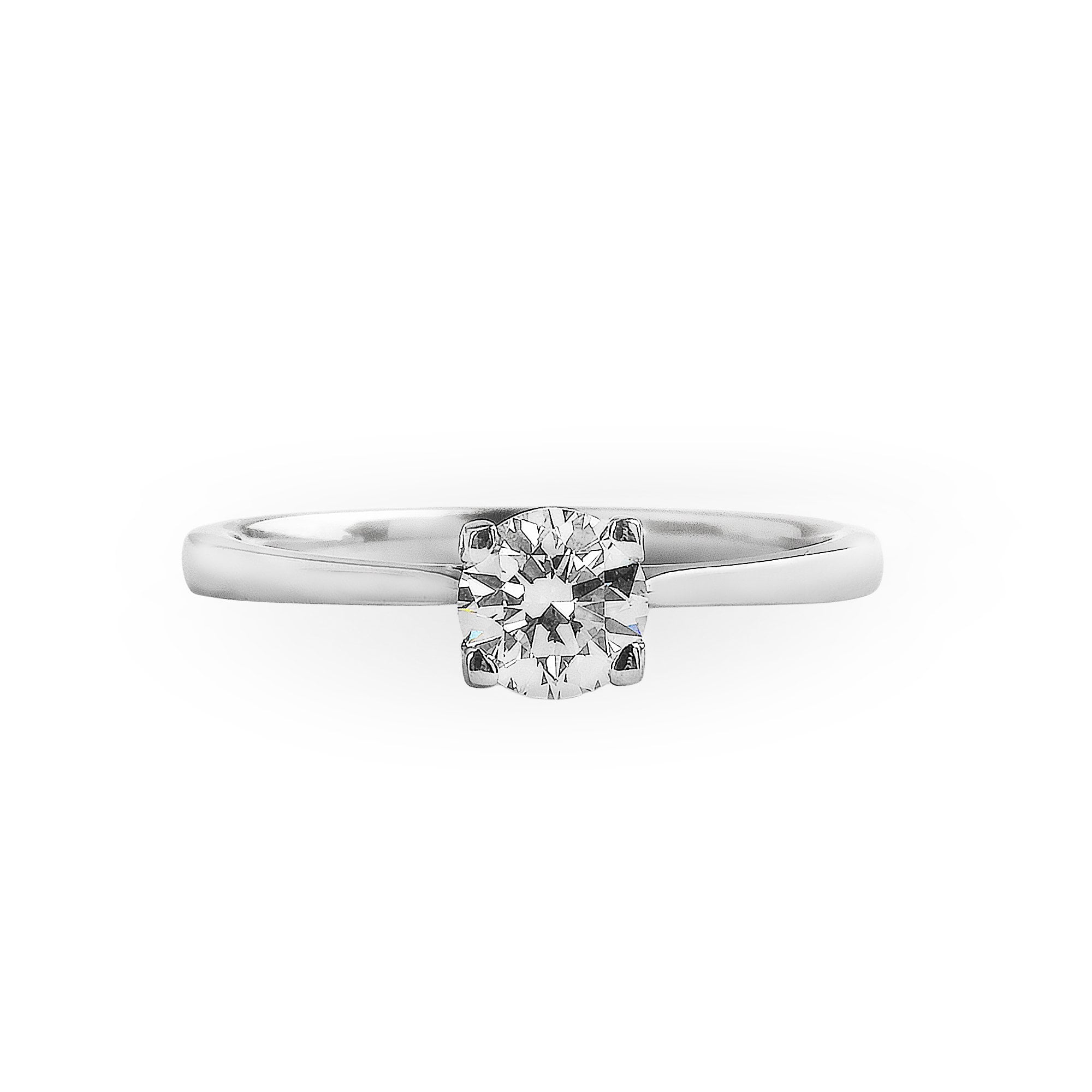 0.51ct E vs2 Natural Round Diamond Solitaire Ring Set In 18ct White Gold