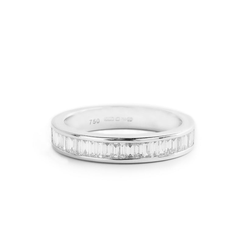 0.52ct Fvs 3.5mm Ladies Baguette Natural Diamond Wedding Band In 18ct White Gold
