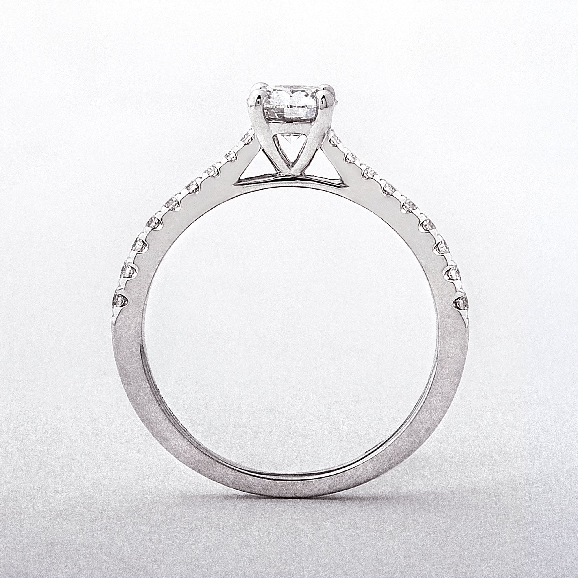 0.54ct D Si1 Certified Round Solitaire Natural Diamond with Diamond Shoulders set in 18ct White Gold