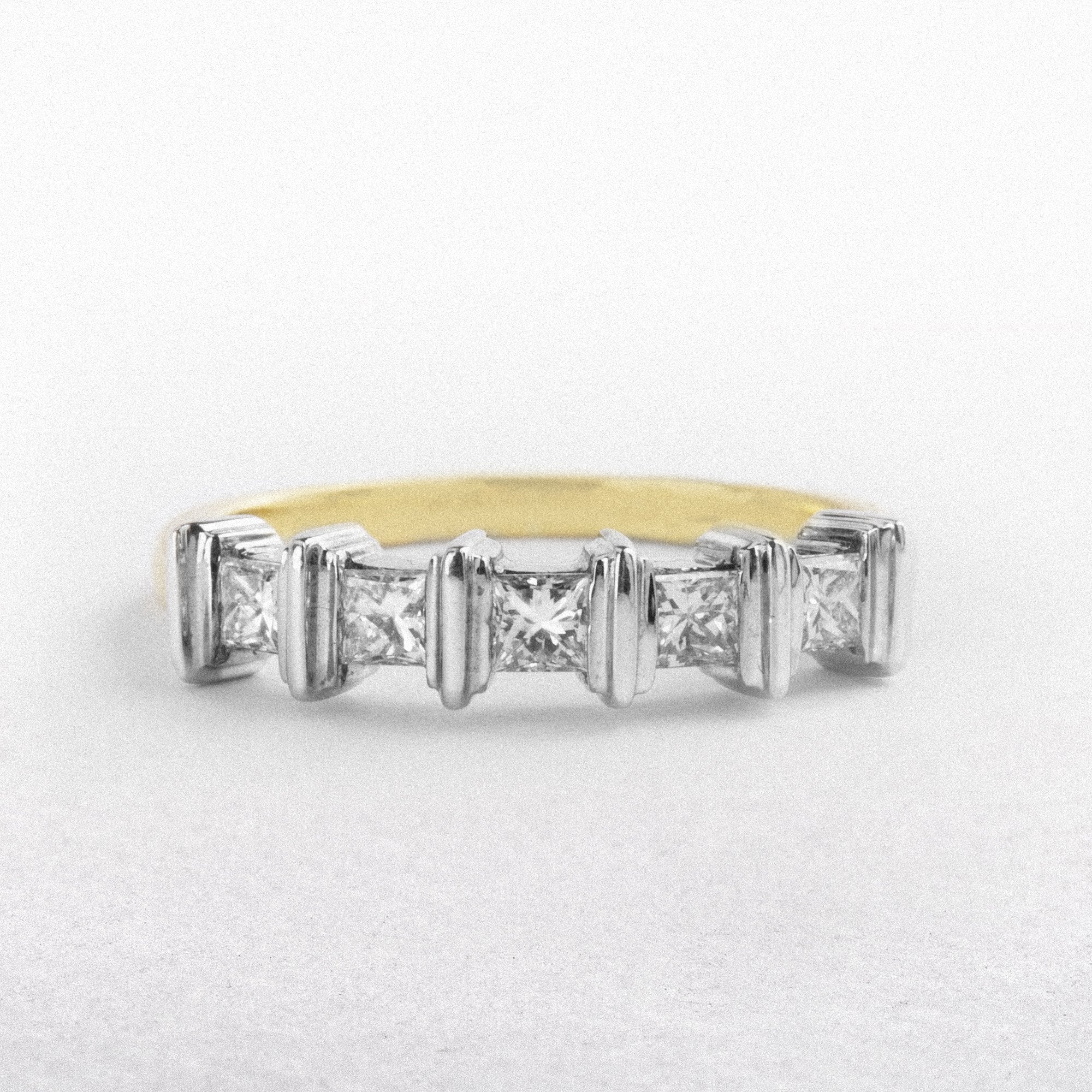 0.54ct Princess Cut Natural Diamond Five Stone, 18ct Gold Ring