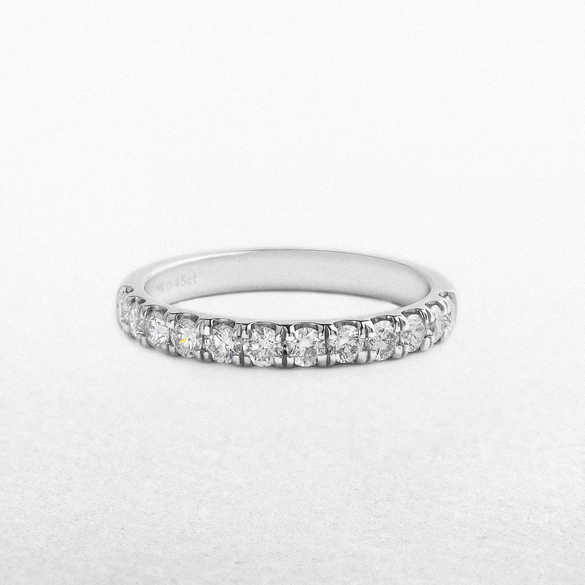 0.55ct Brilliant Cut Claw Set Natural Diamond Wedding Band In 18ct White Gold
