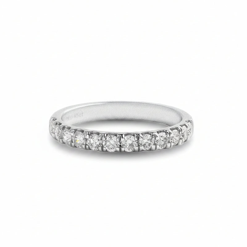 0.55ct Brilliant Cut Claw Set Natural Diamond Wedding Band In 18ct White Gold