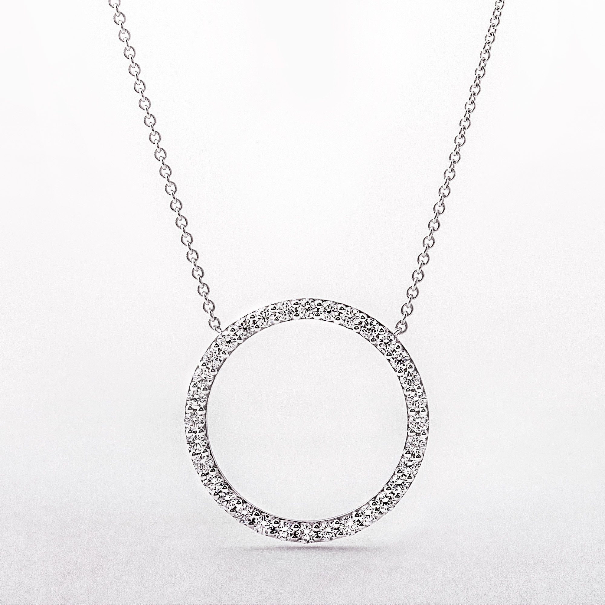 0.55ct Natural Diamond Large Circle Pendant in 18ct White Gold