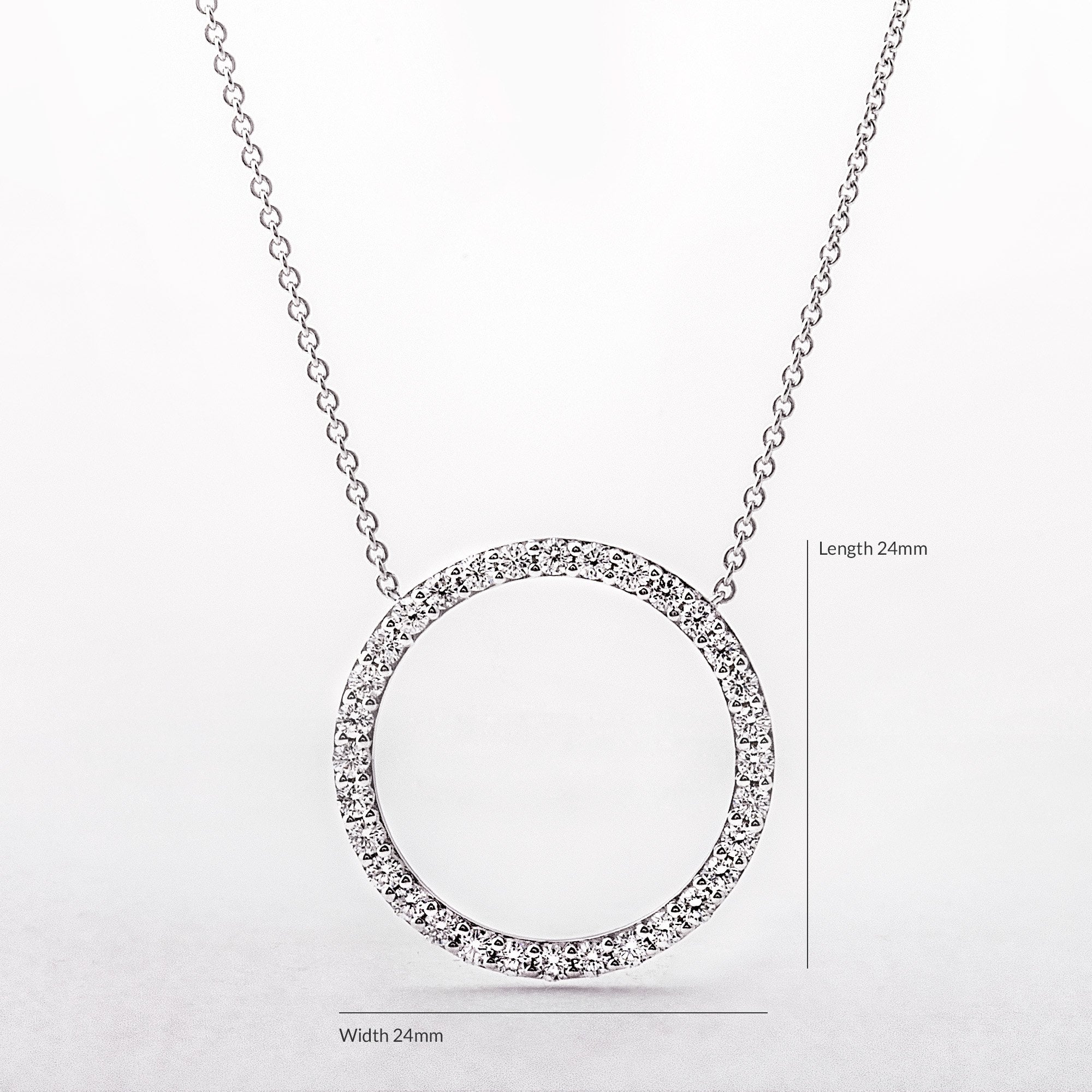 0.55ct Natural Diamond Large Circle Pendant in 18ct White Gold