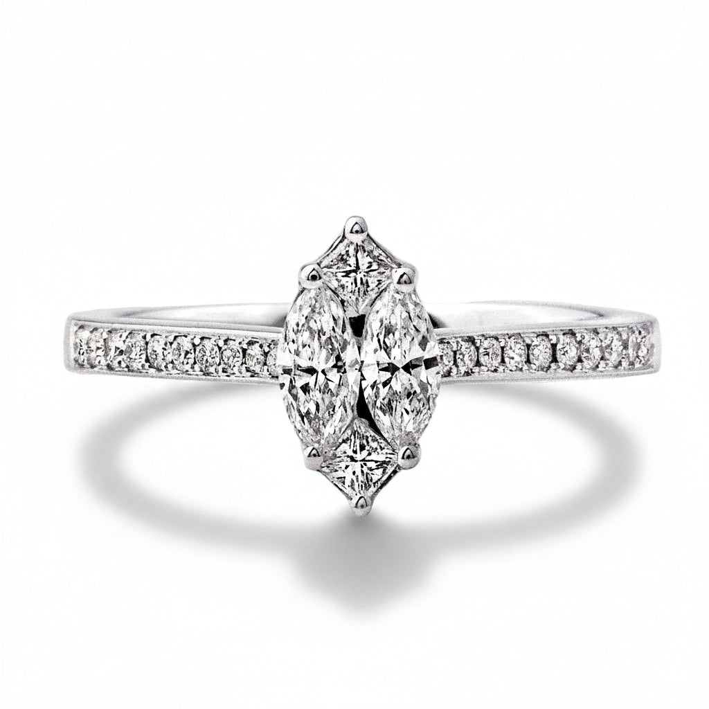0.55ct Natural Diamond Marquise Shape Ring in 18ct White Gold