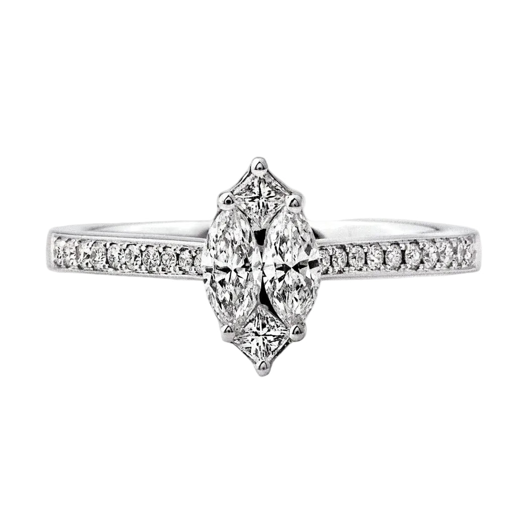 0.55ct Natural Diamond Marquise Shape Ring in 18ct White Gold