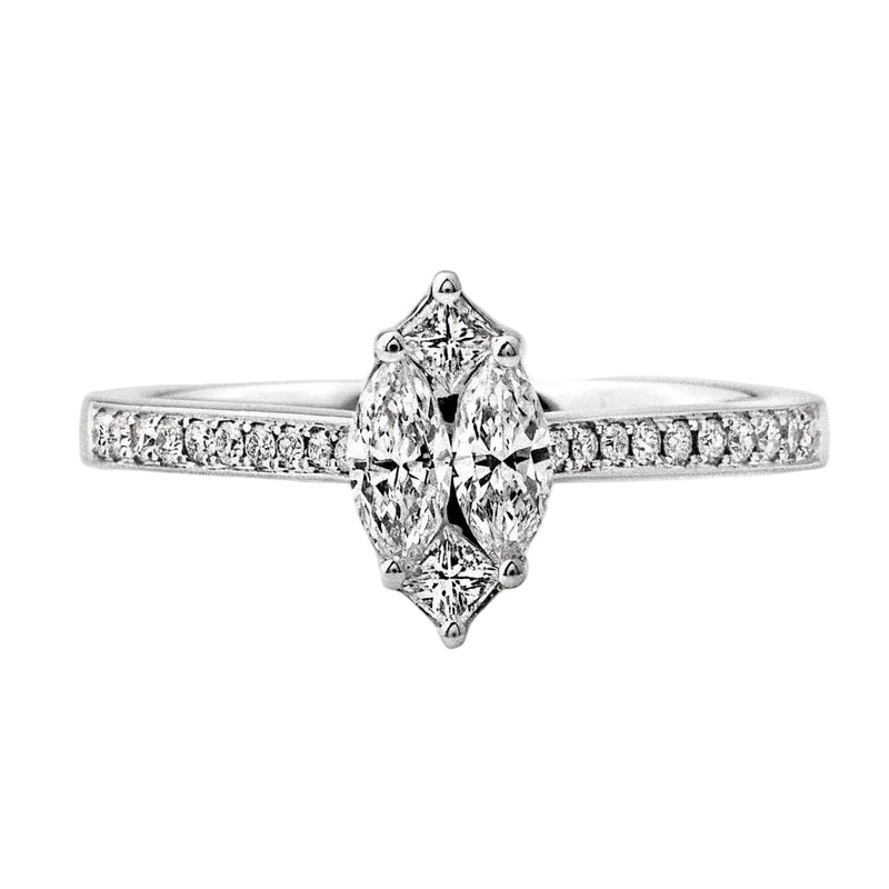 0.55ct Natural Diamond Marquise Shape Ring in 18ct White Gold
