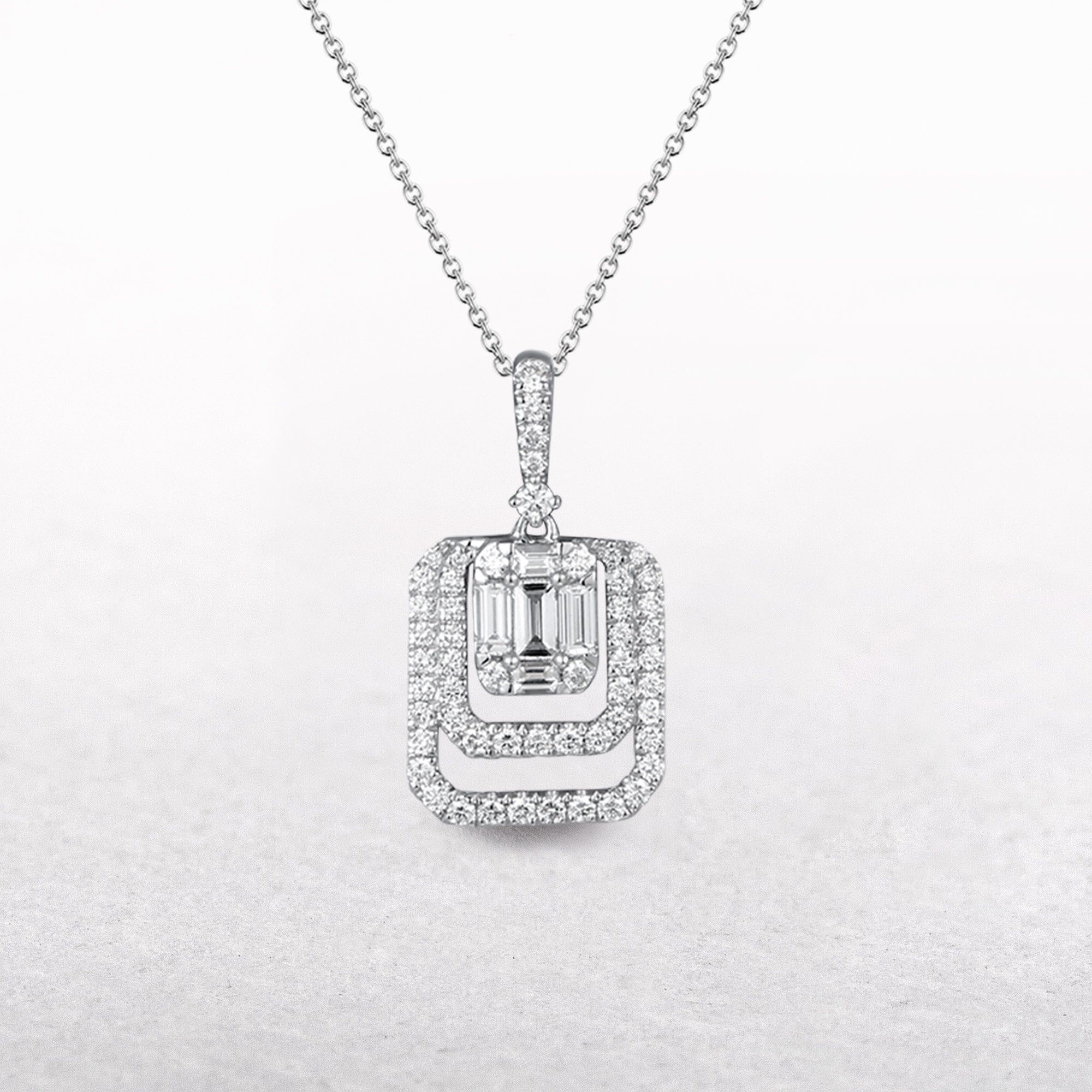 0.57ct Natural Diamond Art Deco Style Pendant in 18ct White Gold