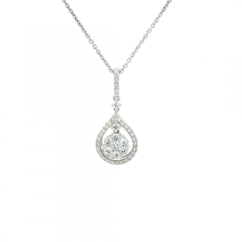 0.57ct Natural Diamond Multi Stone Pear Drop Pendant in 18ct White Gold