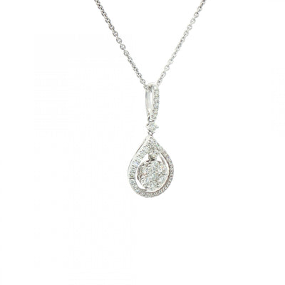 0.57ct Natural Diamond Multi Stone Pear Drop Pendant in 18ct White Gold