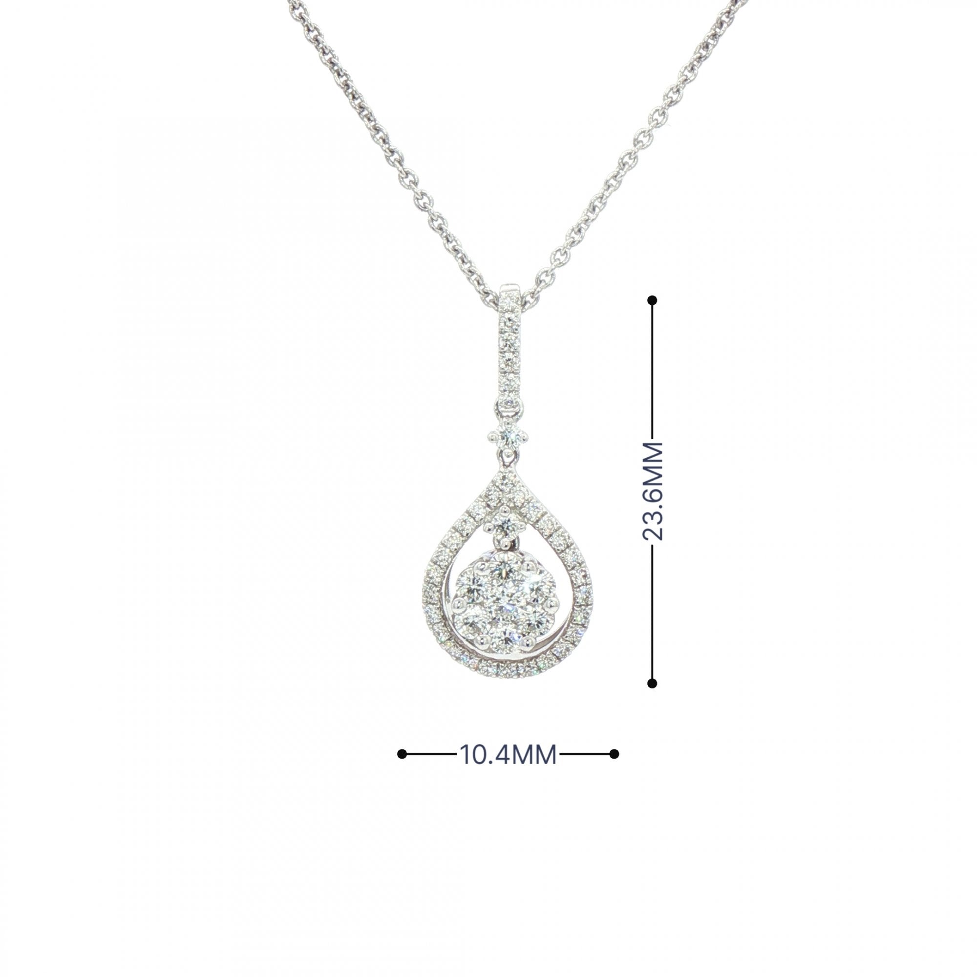 0.57ct Natural Diamond Multi Stone Pear Drop Pendant in 18ct White Gold