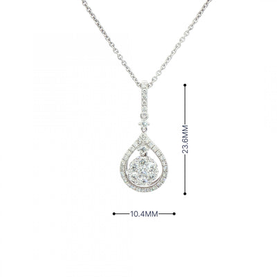 0.57ct Natural Diamond Multi Stone Pear Drop Pendant in 18ct White Gold