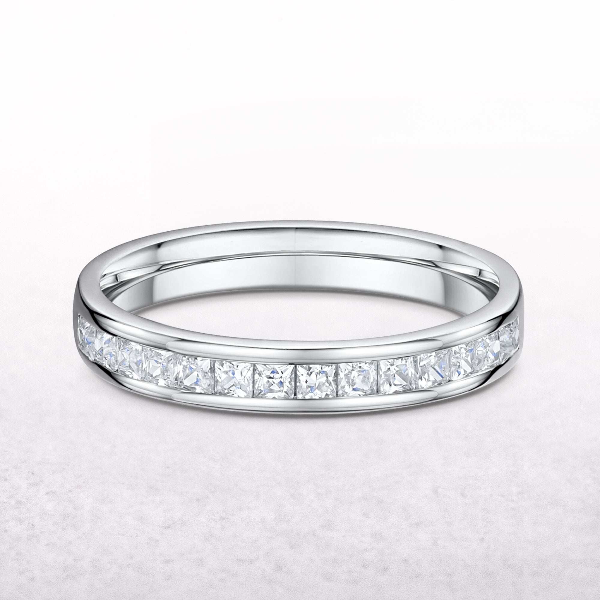 0.57ct Princess-Cut Channel Set Natural Diamond Wedding Band In 18ct White Gold