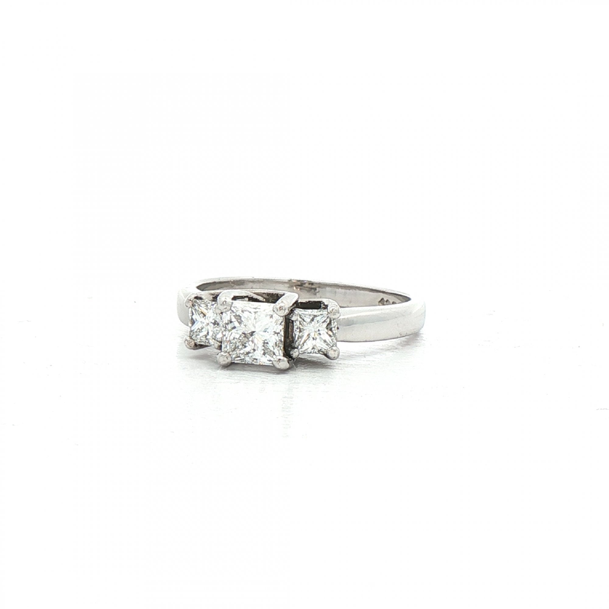 0.58ct Natural Diamond 3 Stone Princess Cut Ring Set in 18ct White Gold