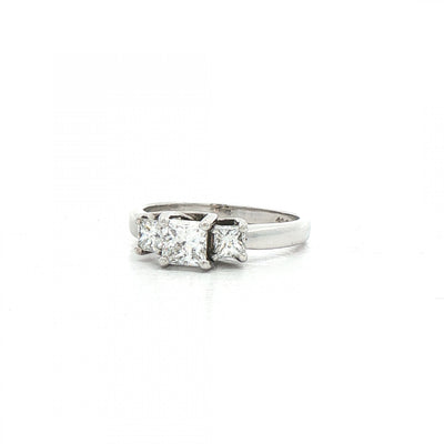 0.58ct Natural Diamond 3 Stone Princess Cut Ring Set in 18ct White Gold