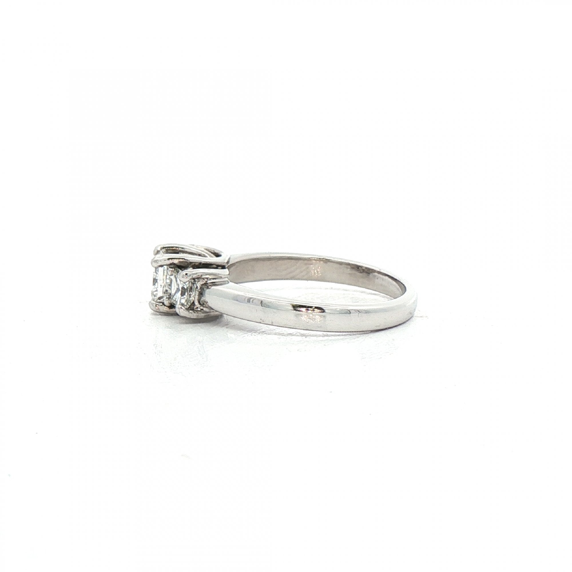 0.58ct Natural Diamond 3 Stone Princess Cut Ring Set in 18ct White Gold