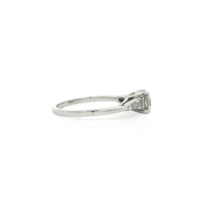 0.60ct F vs Round Brilliant Cut Natural Diamond Solitaire with Baguette Sides in Platinum