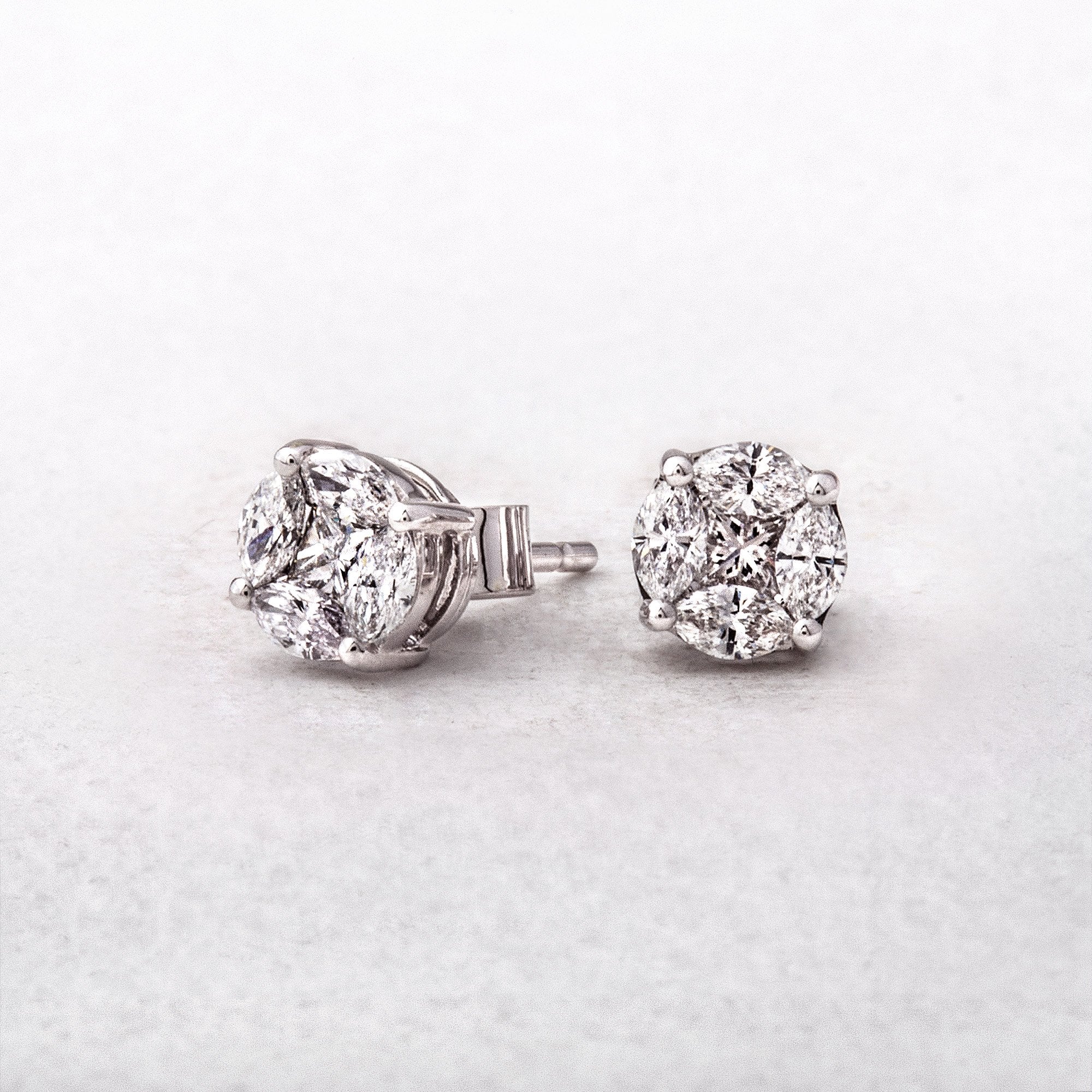 0.60ct Natural Diamond 5.8mm Round Invisible Set Stud Earrings in 18ct White Gold