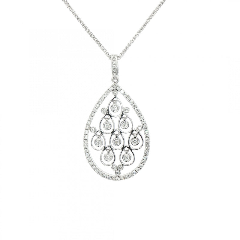 0.60ct Natural Diamond Pear Shape Drop Chandelier Pendant in 18ct White Gold