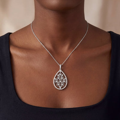 0.60ct Natural Diamond Pear Shape Drop Chandelier Pendant in 18ct White Gold