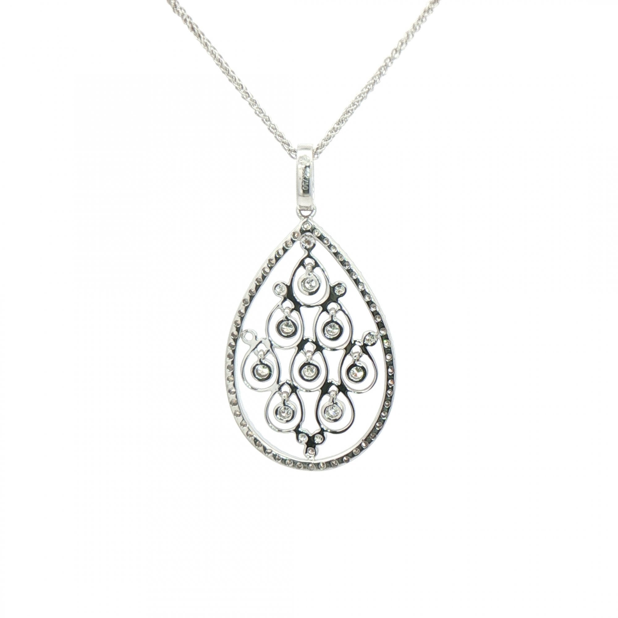0.60ct Natural Diamond Pear Shape Drop Chandelier Pendant in 18ct White Gold