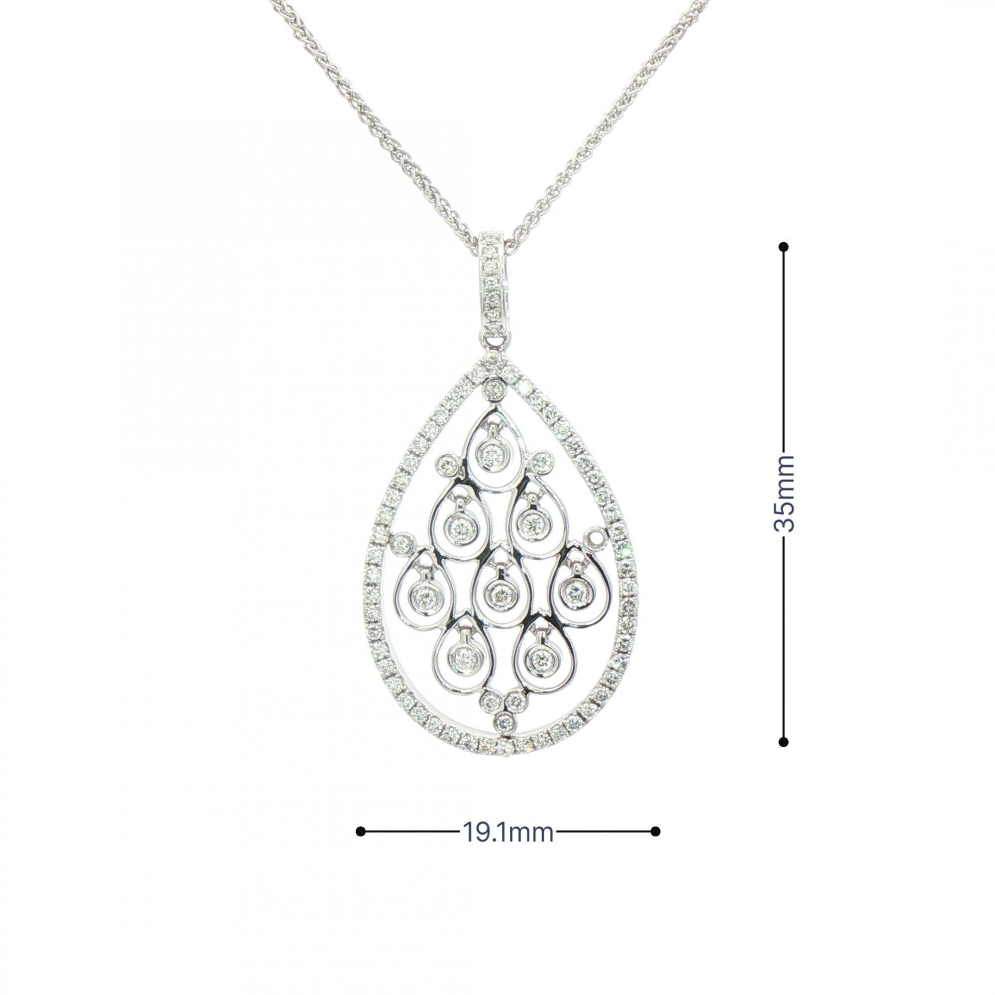 0.60ct Natural Diamond Pear Shape Drop Chandelier Pendant in 18ct White Gold