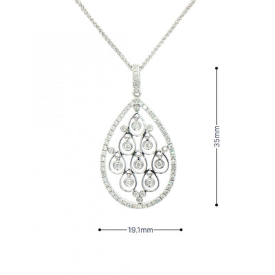 0.60ct Natural Diamond Pear Shape Drop Chandelier Pendant in 18ct White Gold