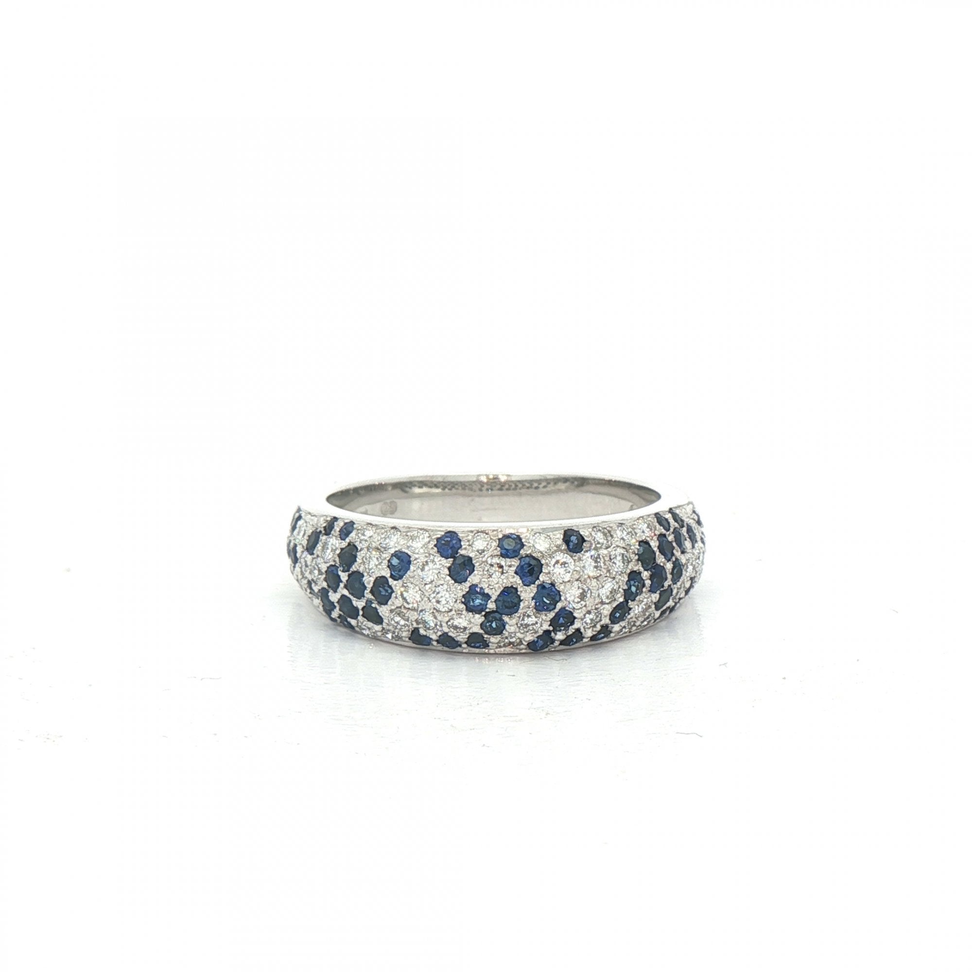 0.60ct Sapphire & 0.40ct Natural Diamond Cluster Dome Dress Ring in 18ct White Gold