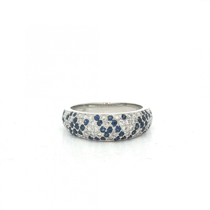 0.60ct Sapphire & 0.40ct Natural Diamond Cluster Dome Dress Ring in 18ct White Gold