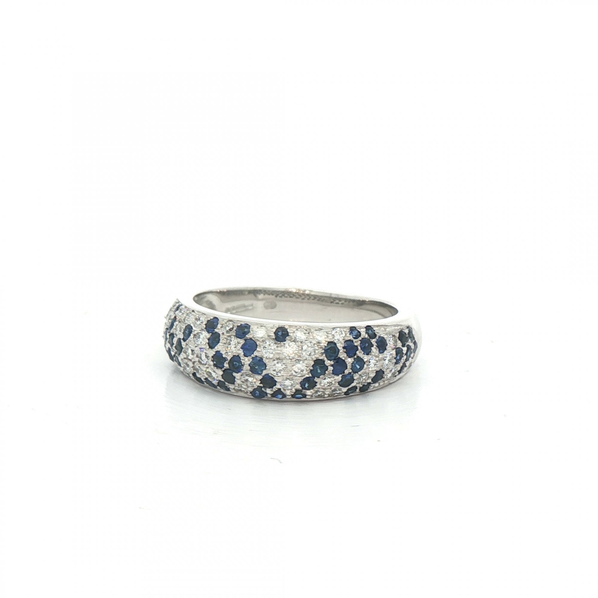 0.60ct Sapphire & 0.40ct Natural Diamond Cluster Dome Dress Ring in 18ct White Gold