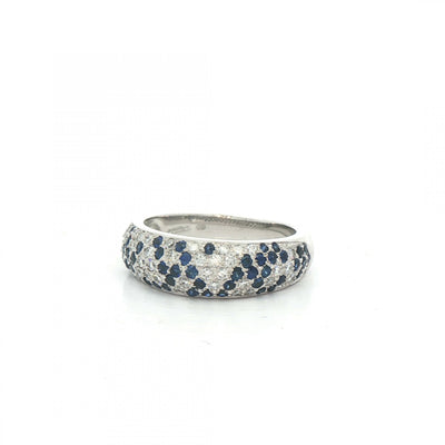 0.60ct Sapphire & 0.40ct Natural Diamond Cluster Dome Dress Ring in 18ct White Gold