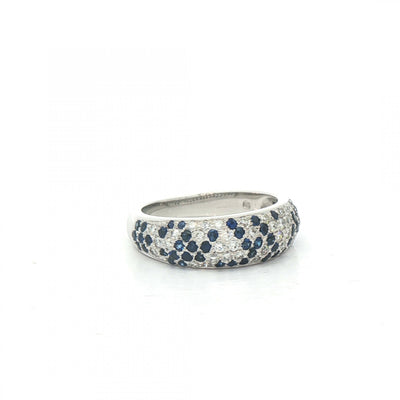 0.60ct Sapphire & 0.40ct Natural Diamond Cluster Dome Dress Ring in 18ct White Gold