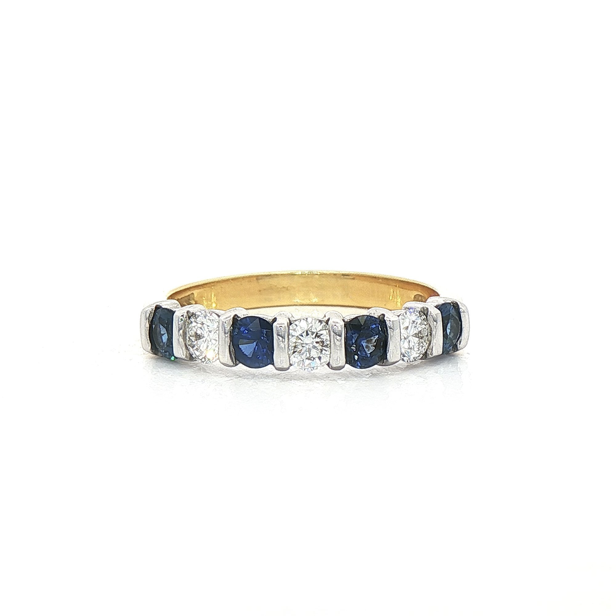 0.60ct Sapphire & Natural Diamond 0.35ct Eternity Ring in 18ct Yellow Gold