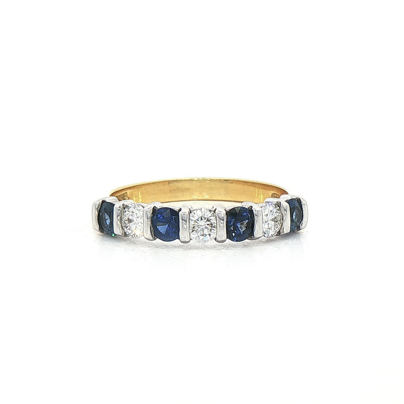 0.60ct Sapphire & Natural Diamond 0.35ct Eternity Ring in 18ct Yellow Gold