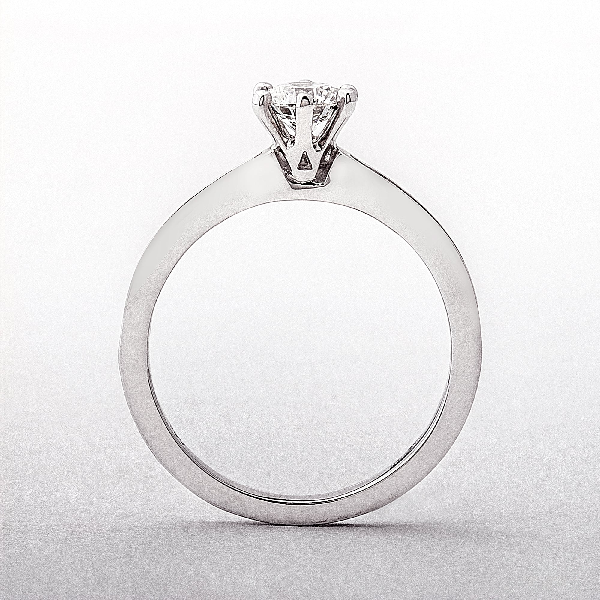0.61ct G VS1 Round Natural Diamond Solitaire Channel Set Shoulders 18ct White Gold Engagement Ring