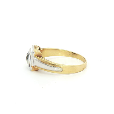 0.62ct J VS1 Two Tone Original Art Deco Square Setting with Natural Diamond Solitaire in 14ct Gold