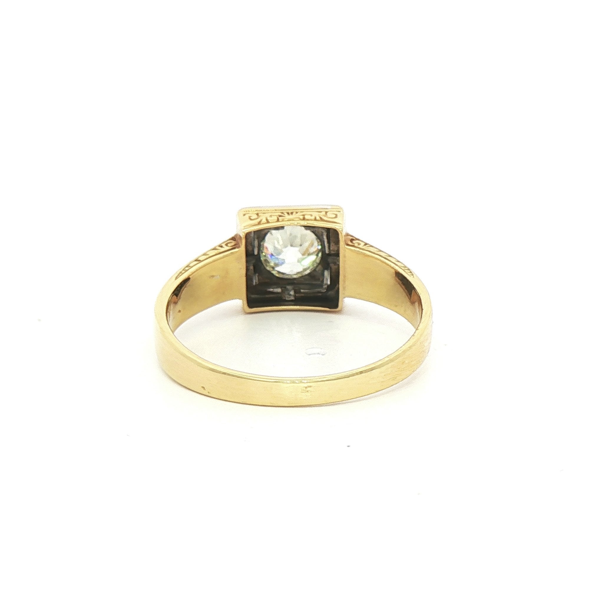 0.62ct J VS1 Two Tone Original Art Deco Square Setting with Natural Diamond Solitaire in 14ct Gold