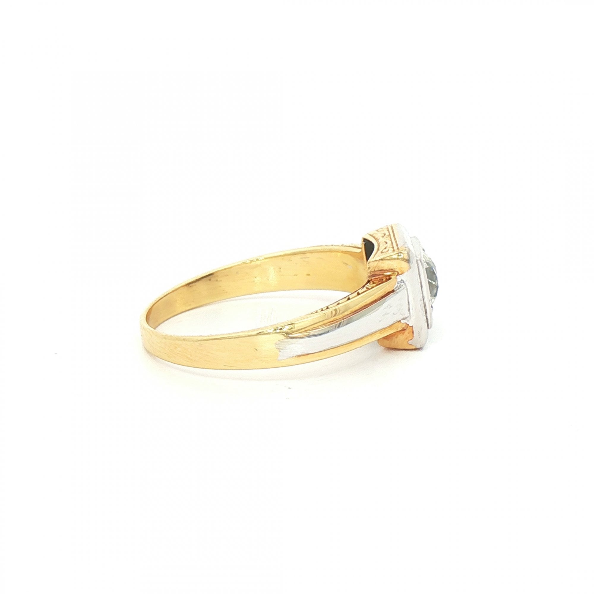 0.62ct J VS1 Two Tone Original Art Deco Square Setting with Natural Diamond Solitaire in 14ct Gold