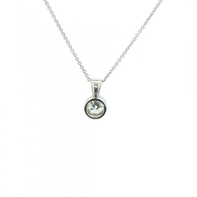 0.63ct F VS Natural Diamond Rubover Solitaire Pendant in 18ct White Gold