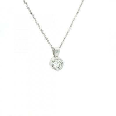 0.63ct F VS Natural Diamond Rubover Solitaire Pendant in 18ct White Gold